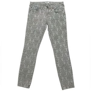 Free People Jacquard Skinny Jean 26 Brocade Textured Pant Crinkle Grey Casual